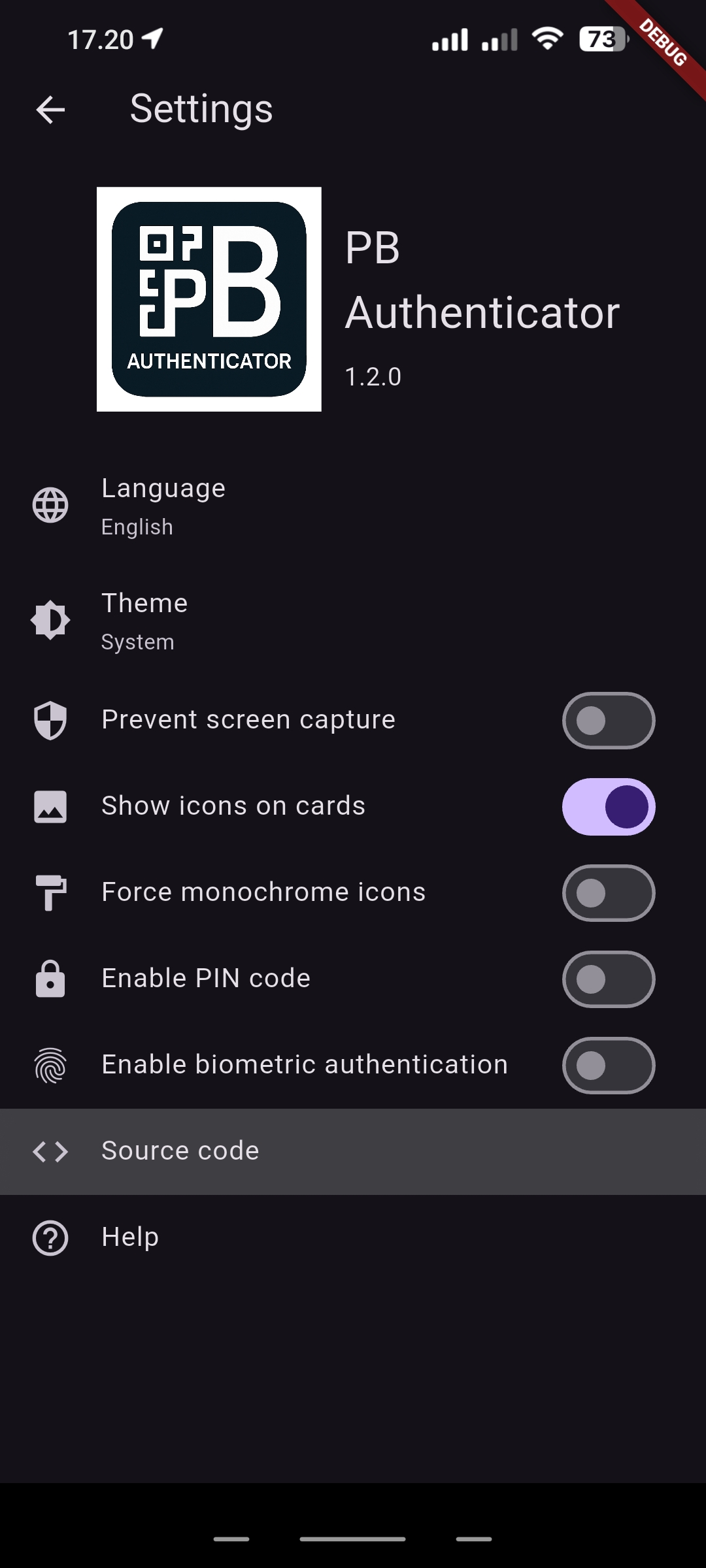 PB Authenticator Settins